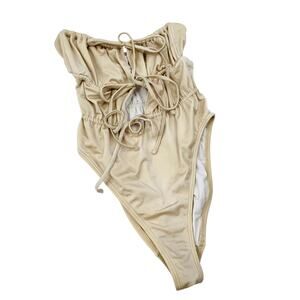 Urban Outfitters champagne strapless tie one piece swimsuit